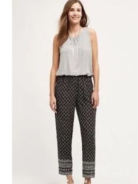 Anthropologie HEI HEI Gray & Black Draped Jumpsuit